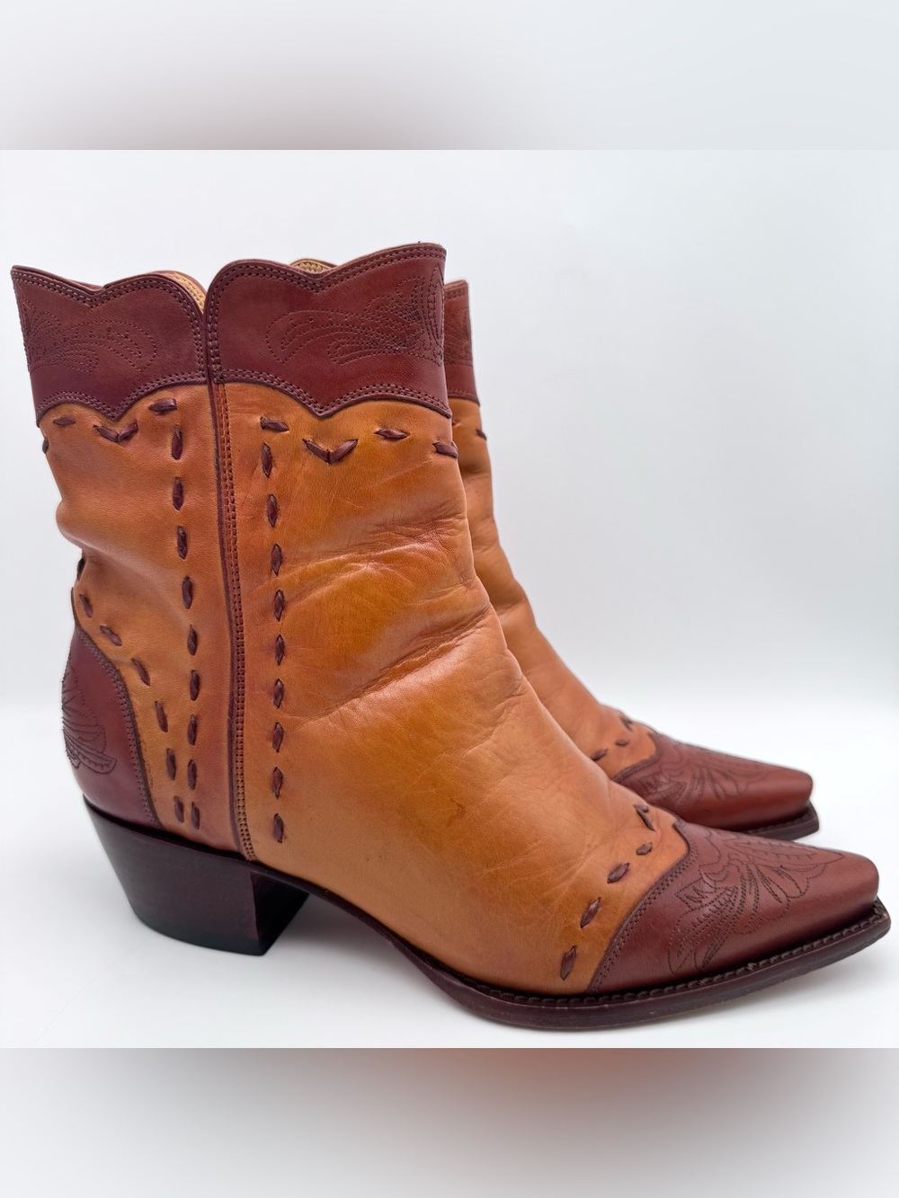 Charlie 1 Horse by Lucchese Handcrafted Women Size 8 B Brown Tan Cowgirl Boots